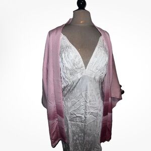 Japanese Vintage Haori Pink Ombré Reversible Satin Kimono Jacket Robe S M L